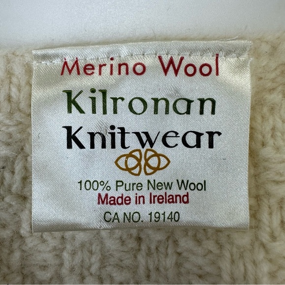 Kilronan Knitwear cream merino wool cardigan Womens Size XXS Irish knit sweater - Picture 7 of 9
